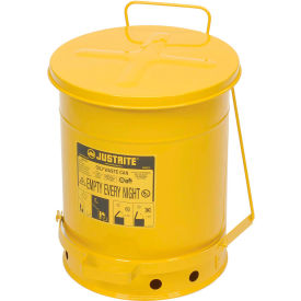 Justrite 10 Gallon Oily Waste Can, Yellow - 09301 Justrite 10 Gallon Oily Waste Can, Yellow - 09301