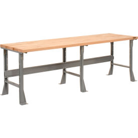 Global Industrial 183436 Global Industrial™ Extra Long Workbench, 96 x 36", Flared Leg, Maple Butcher Block Square Edge image.