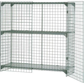 Global Industrial 184083 Global Industrial™ 1-Tier 2 Door Wire Mesh Security Locker, 36"Wx24"Dx36"H, Gray, Unassembled image.