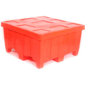 Myton Industries Inc. MTG-2-RED Forkliftable Bulk Shipping Container with Lid - 44"L x 44"W x 23"H, Red image.