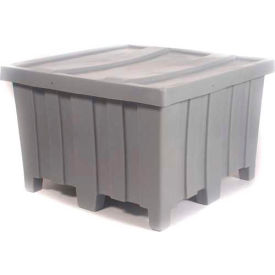 Myton Industries Inc. MTD-2-GRAY Forkliftable Bulk Shipping Container with Lid - 44"L x 44"W x 29-1/2"H, Gray image.