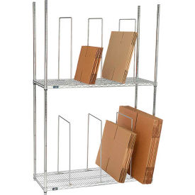 Global Industrial 184205 Global Industrial™ Dual Level Carton Stand w/ 6 Dividers, 48"L x 18"W x 78-1/2"H, Chrome image.