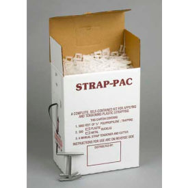 Pac Strapping Prod Inc SP-P Pac Strapping Poly Kit w/ Buckles & Tensioning/Cutting Tool, 3000L x 1/2" Strap Width Coil, White image.