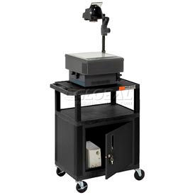 Plastic Utility Cart 3 Shelves Black Security Cabinet view 2
