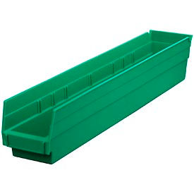 Global Industrial 184841GN Global Industrial™ Plastic Nesting Storage Shelf Bin 4-1/8"W x 23-5/8"D x 4"H Green image.