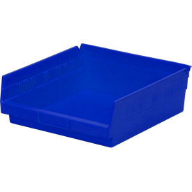 Global Industrial 184845BL Global Industrial™ Plastic Nesting Storage Shelf Bin 11-1/8"W x 11-5/8"D x 4"H Blue image.