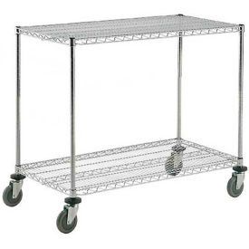Global Industrial 188681 Nexel® Adjustable Chrome Wire Shelf Cart w/2 Shelves, 800 Ib. Capacity, 60"L x 18"W x 40"H image.