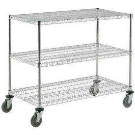 Global Industrial 188687 Nexel® Adjustable Chrome Wire Shelf Cart w/3 Shelves, 800 Ib. Capacity, 36"L x 18"W x 40"H image.