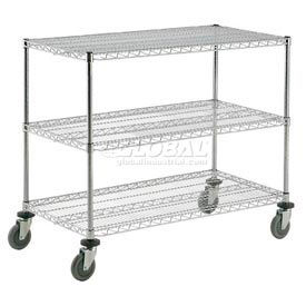 Global Industrial 188691 Nexel® Adjustable Chrome Wire Shelf Cart w/3 Shelves, 800 Ib. Capacity, 36"L x 24"W x 40"H image.