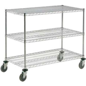 Global Industrial 188694 Nexel® Adjustable Chrome Wire Shelf Cart w/3 Shelves, 800 Ib. Capacity, 72"L x 24"W x 40"H image.
