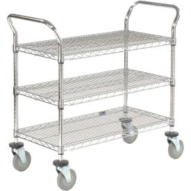 Global Industrial 188730 Nexel® Chrome Utility Cart w/3 Shelves & Poly Casters, 1200 lb. Capacity, 48"L x 24"W x 39"H image.