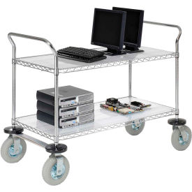 Global Industrial 188780 Nexel® Chrome Wire Shelf Instrument Cart w/2 Shelves, 1200 Ib. Capacity, 36"L x 24"W x 44"H image.