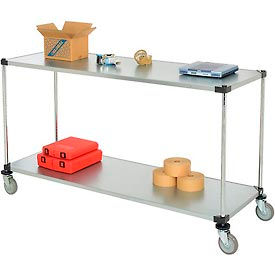 Global Industrial 188886 Nexel® Adjustable Shelf Cart w/2 Shelves, 800 lb. Capacity, 72"L x 24"W x 40"H, Silver image.