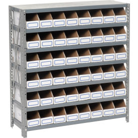 Global Industrial 235016 Global Industrial™ Steel Open Shelving with 48 Corrugated Shelf Bins 7 Shelves - 36x12x39 image.