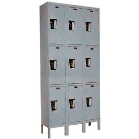 Hallowell® 3-Tier 9 Door Maintenance-Free Quiet Locker 36"Wx15"Dx78"H Dark Gray Unassembled 