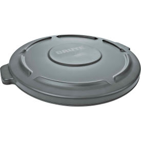 Rubbermaid Commercial Products FG261960GRAY Flat Lid For 20 Gallon Round Trash Container - Gray image.