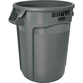 Rubbermaid Commercial Products FG263200GRAY Rubbermaid Brute® 2632 Trash Container w/Venting Channels, 32 Gallon - Gray image.