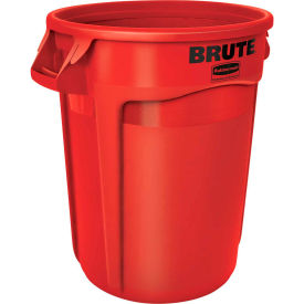 Rubbermaid Commercial Products FG263200RED Rubbermaid Brute® 2632 Trash Container w/Venting Channels, 32 Gallon - Red image.