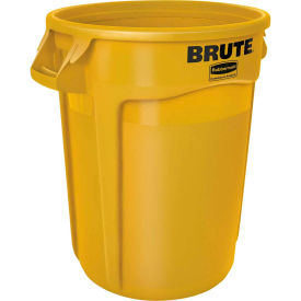 Rubbermaid Commercial Products FG263200YEL Rubbermaid Brute® 2632 Trash Container w/Venting Channels 32 Gallon - Yellow image.