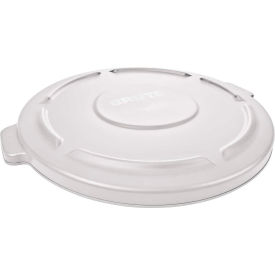 Rubbermaid Commercial Products FG263100WHT Flat Lid For 32 Gallon Round Trash Container - White image.