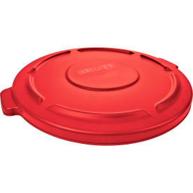 Rubbermaid Commercial Products FG264560RED  Flat Lid For 44 Gallon Round Trash Container - Red image.