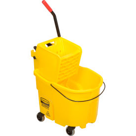 Rubbermaid Commercial Products FG758088YEL Rubbermaid WaveBrake® 2.0 Mop Bucket & Wringer Combo w/Side Press, 26-35 Qt. 7580-88 image.