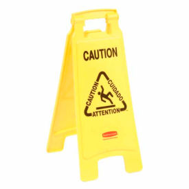 Rubbermaid Commercial Products FG611200YEL Rubbermaid® 6112 Floor Sign 2 Sided Multi-Lingual - Caution image.
