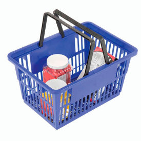 Good L Corporation STANDARD-BL Good L ® Standard Plastic Shopping Basket with Plastic Handle 20 Liter 17"L x 12"W x 9"H Blue image.