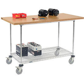 Global Industrial 252323 Global Industrial™ Chrome Wire Mobile Workbench, 60 x 30", Shop Top Square Edge image.