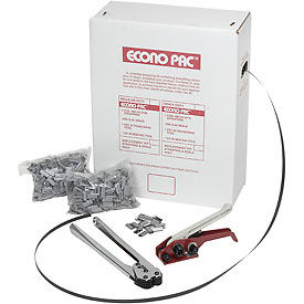 Pac Strapping Poly Kit w/ Tensioner/Sealer & Seals 7200L x 1/2"" Strap Width Coil Black