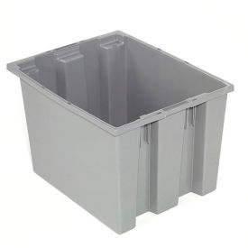Global Industrial Stack and Nest Storage Container SNT190 No Lid 19-1/2 x 15-1/2 x 10, Gray - Pkg Qty 6