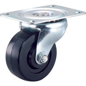 Global Industrial 308500 Global Industrial™ Light Duty Swivel Plate Caster 3" Rubber Wheel 150 Lb. Capacity image.