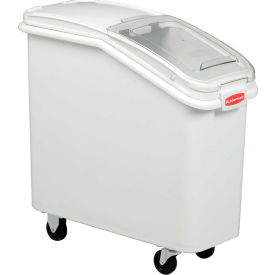 Rubbermaid Commercial Products FG360088WHT Rubbermaid® 3600-88 2.8 Cu. Ft Plastic Bin Truck with Clear Lid & Scoop image.