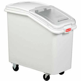 Rubbermaid Commercial Products FG360288WHT Rubbermaid® 3602-88 3.5 Cu Ft Plastic Bin Truck with Clear Lid & Scoop image.