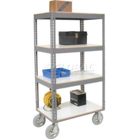 Global Industrial 330412 Global Industrial™ Boltless Shelf Truck w/4 Shelves & Pneumatic Casters, 36"Lx18"Wx68"H, Gray image.