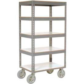 Global Industrial 330415 Global Industrial™ Boltless Shelf Truck w/5 Shelves & Pneumatic Casters, 36"Lx18"Wx68"H, Gray image.