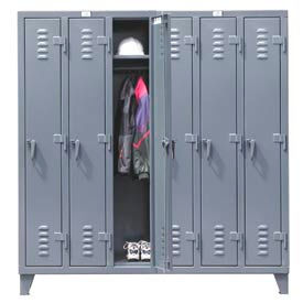 Strong Hold Products 66-18-1TSL StrongHold® 1-Tier 6 Door Heavy Duty Slim-Line Locker, 74"W x 18"D x 78"H, Gray, All-Welded image.