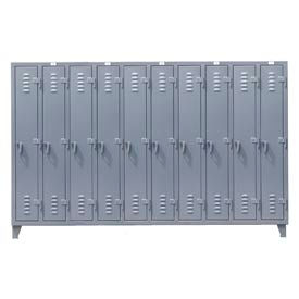 Strong Hold Products 106-18-1TSL StrongHold® 1-Tier 10 Door Slim-Line Locker, 122"W x 18"D x 78"H, Gray, All-Welded image.