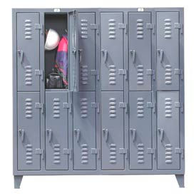 Strong Hold Products 66-18-2TSL StrongHold® 2-Tier 12 Door Slim-Line Locker, 74"W x 18"D x 78"H, Gray, All-Welded image.