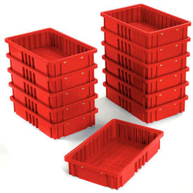 Global Industrial 334102RD Global Industrial™ Plastic Dividable Grid Container DG92035,16-1/2"L x 10-7/8"W x 3-1/2"H, Red image.