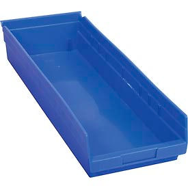 QSB114BL Plastic Shelf Storage Bin - Nestable 8-3/8"W  x 23-5/8" D x 4"H Blue
