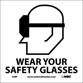 National Marker Company S48P Graphic Facility Signs - Wear Your Safety Glasses - Vinyl 7x7 image.