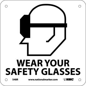 National Marker Company S48R Graphic Facility Signs - Wear Your Safety Glasses - Plastic 7x7 image.