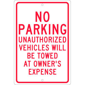 National Marker Company TM12H Aluminum Sign - No Parking Unauthorized Vehicles - .063" Thick, TM12H image.
