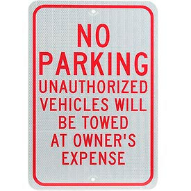National Marker Company TM12J Aluminum Sign - No Parking Unauthorized Vehicles - .08" Thick, TM12J image.