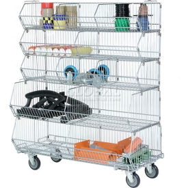 Global Industrial 339012 Global Industrial™ Modular Wire Stacking Basket Rack w/ 3(A), 2(C) Bins, 36"W x 20"D x 51"H image.