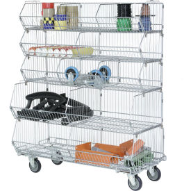 Global Industrial 339024 Global Industrial™ Modular Wire Stacking Basket Rack w/ 3(D),2(F) Bins, 48"W x 20"D x 51"H image.