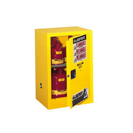 JUSTRITE SAFETY GROUP 891220 Justrite Flammable Liquid Cabinet, 12 Gallon, Self-Close Single Door Vertical Storage image.