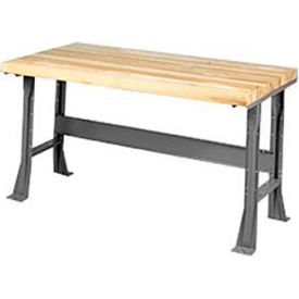 Global Industrial 488007 Global Industrial™ Assembly Workbench, 60 x 30", Flared Leg, Maple Butcher Block Square Edge image.