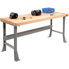 Global Industrial 488008 Global Industrial™ Assembly Workbench, 72 x 30", Flared Leg, Maple Butcher Block Square Edge image.